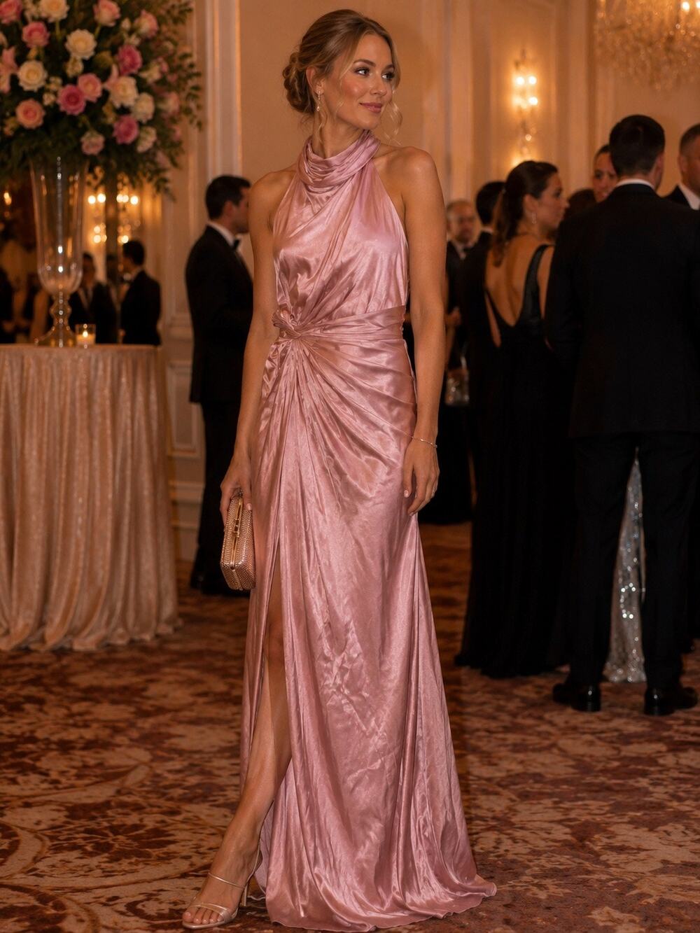 Mac Duggal | Sleeveless Open Back Satin Gown